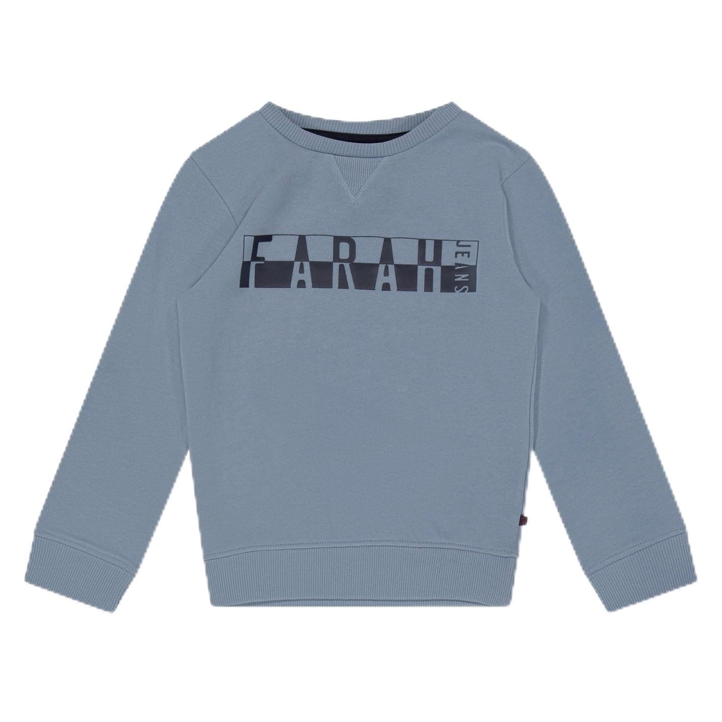 Farah  Kids Crew Neck Printed Brushed Back Crew Sweatshirt - Blue - 12-13