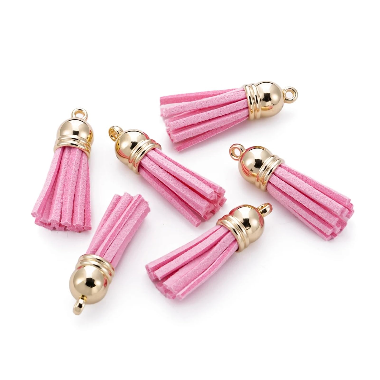 Suede Faux Leather Tassels 200 pcs/Lots Tassel Synthetic Suede Faux Leather Charms For DIY Keychain Earrings Necklace Bracelet Jewelry Making Supplies(Pink)