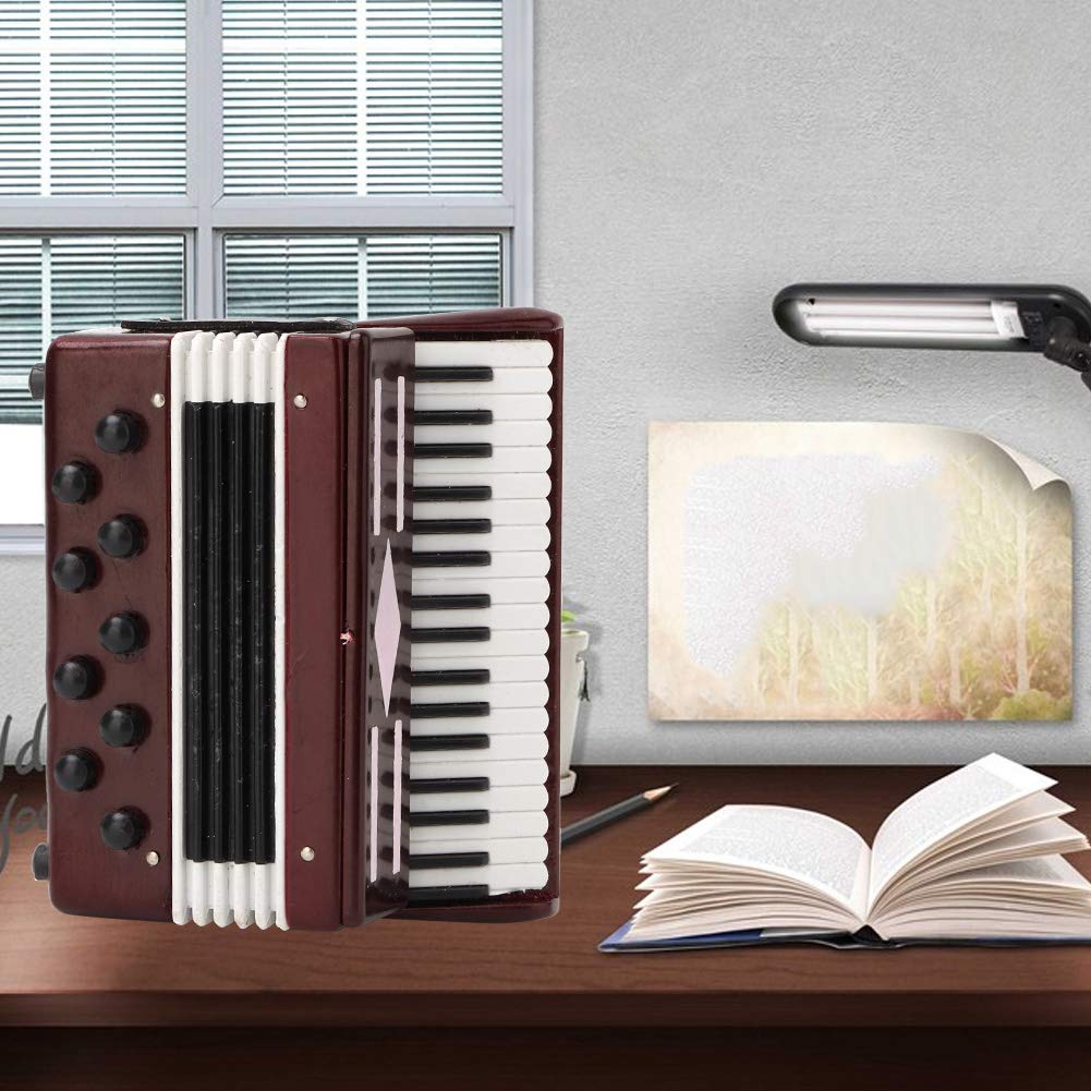 Garosa Accordéon Miniature, Petit Accordéon en Bois Rouge 6 cm avec Boîte Musicale pour Enfants et Décoration