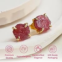 Vista 53 de Gempires Natural Raw Prong Setting Stud Earrings, 8-10 mm Crystals Earring, Handmade Jewelry, Gift for Her