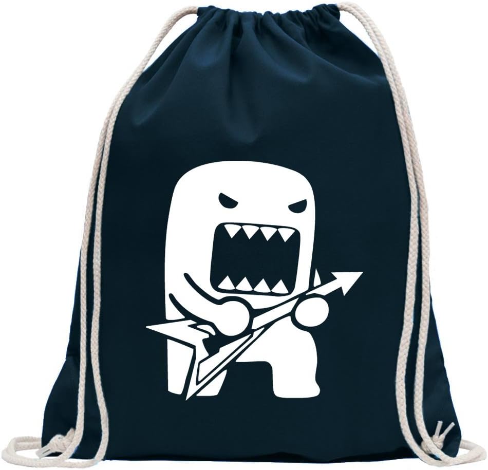 Kiwistar Halber Domo Kun Turnbeutel – Baumwolle, 37x46 Cm, 12 Liter, Mit Ziehgurt | Lustiger Sportbeutel