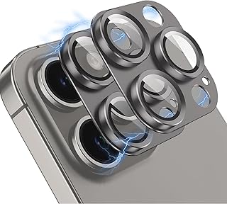 واقيات عدسة الكاميرا لموبايل آيفون 16 برو ماكس/16 برو/15 بروماكس/15 برو/14 برو ماكس/14 برو ماكس/14 برو، غطاء كاميرا متدرج مدمج مضاد للخدش بدرجة صلابة 9H مصنوع من خليط الألومنيوم من اوبرودا (رمادي)