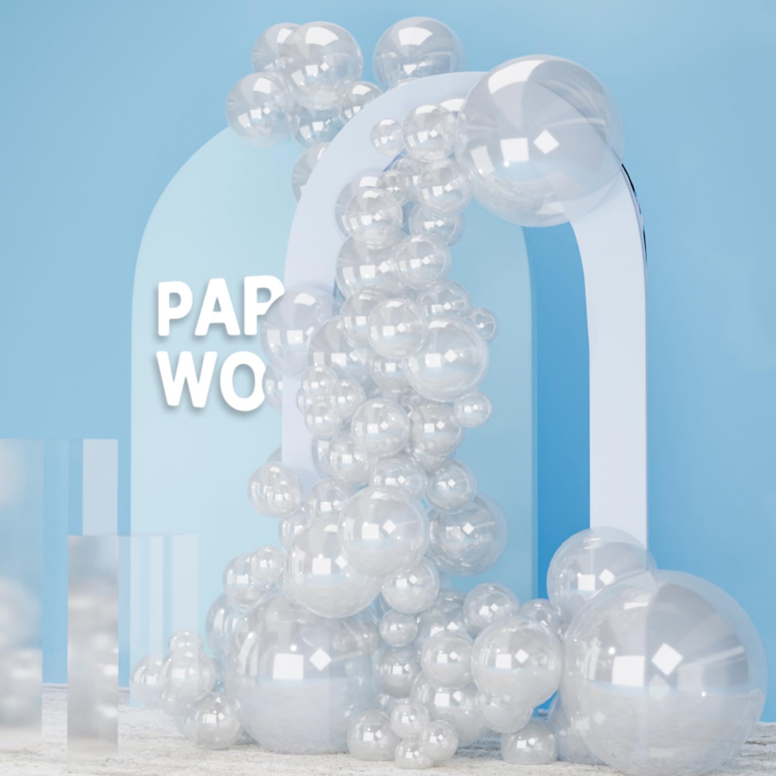 PartyWoo Clear Balloons 123pcs Different Sizes of 18 12 10 5 Inch Transparent Balloon Arch Kit for Graduation Wedding Baby Shower Bridal Shower