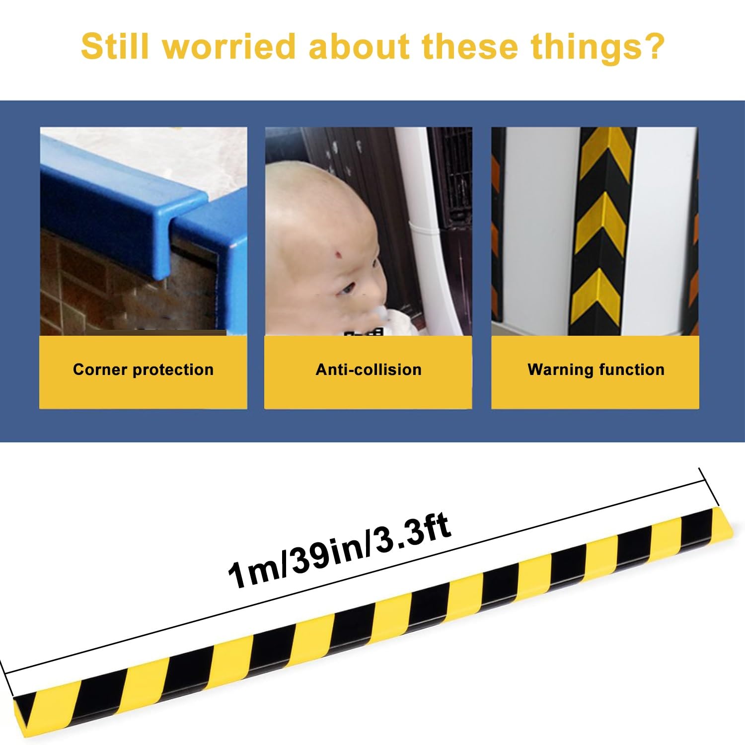 Perfil de protección de esquinas duradero, protector de bordes autoadhesivo, protector de superficie plana para marcos de metal, escaleras, instalaciones comerciales