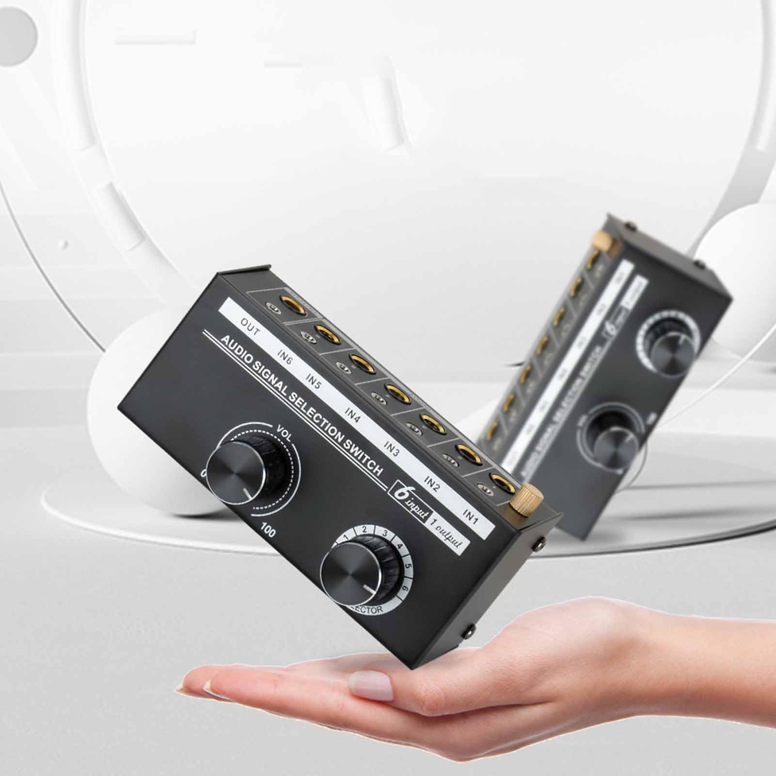 Switcher Sorgente Audio 6 in 1 Uscita con Regolazione del Volume, Risposta in Frequenza 20‑20kHz, per Appassionati di Console di Gioco per Lettori DVD