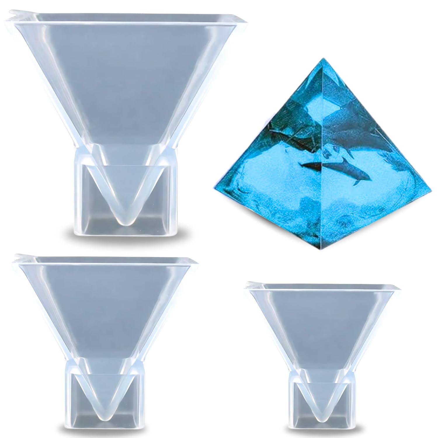 Oytra Resin Pyramid Mould Art Craft Silicone Mold Set of 3 for DIY Casting Crafting Materials Set for Beginners and Artists
