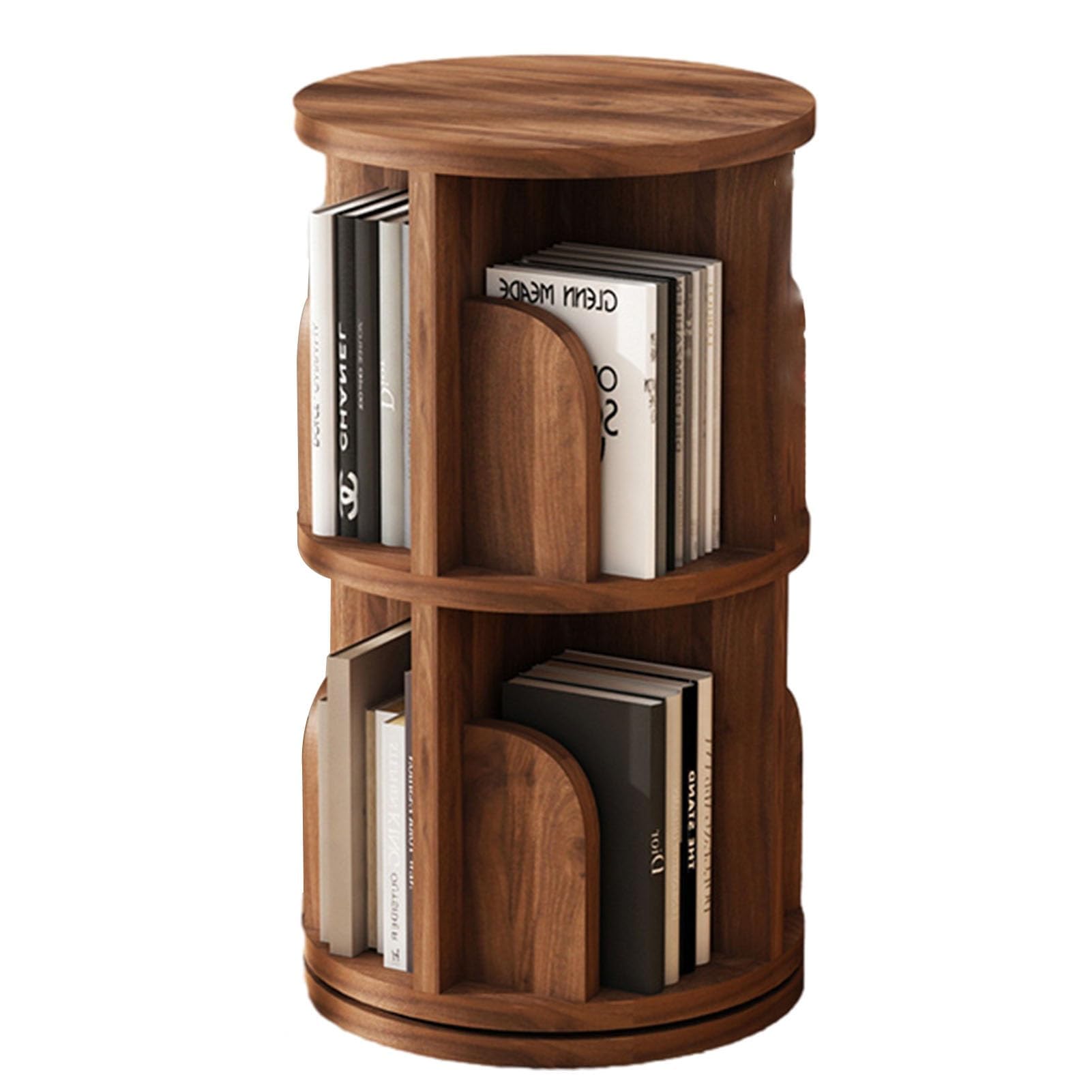 2/3/4/5 Tier Rotating Bookshelf Revolving Bookcase For Kids Adults Rotating Bookcase For Bedroom Living Room Study Room (Color : Walnut, Size : 46 * 68cm)