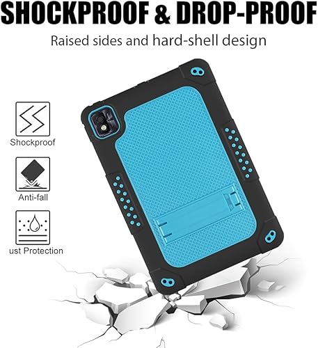 Miniatura 5 de Funda para tablet TCL TAB 10s 10.1" FHD con correa para el hombro, silicona suave y cubierta trasera dura, híbrida a prueba de golpes, para niños,