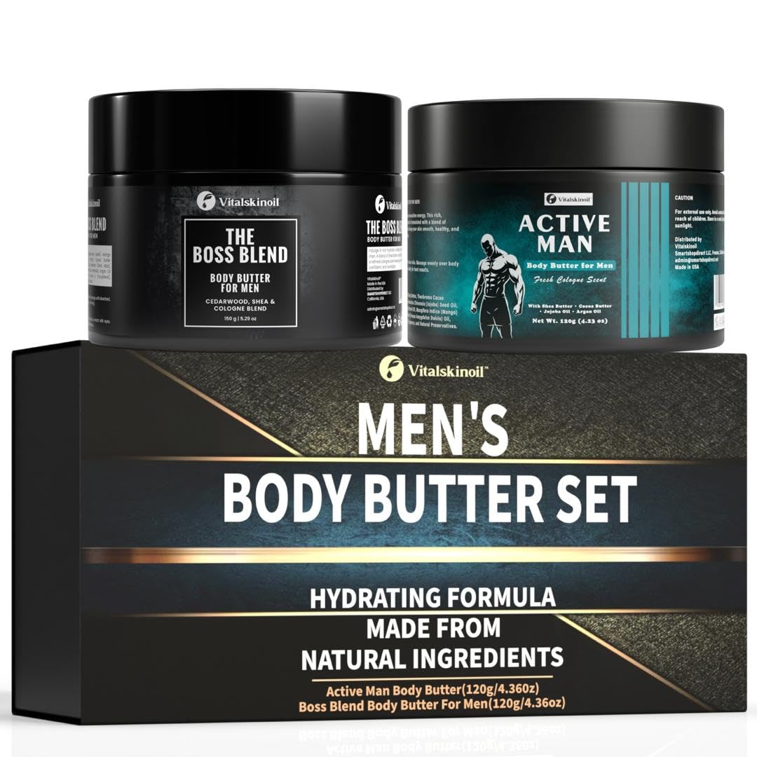 Body Butter for Men Pack of 2, Cologne Scented 7 Ounce (Pack 1)