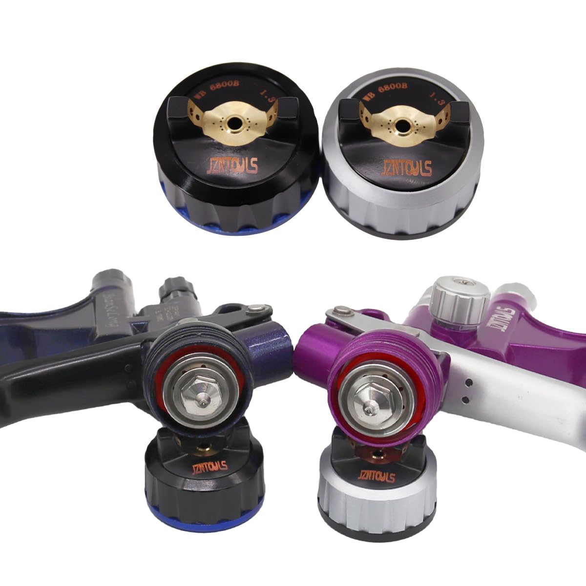 Pistolet natryskowy LVLP Pistolet grawitacyjny z dyszami 1,3 mm + 600 ml plastikowy kubek 600 ml + 600 ml zestaw szybkich kubków do mebli samochodowych (różowy)