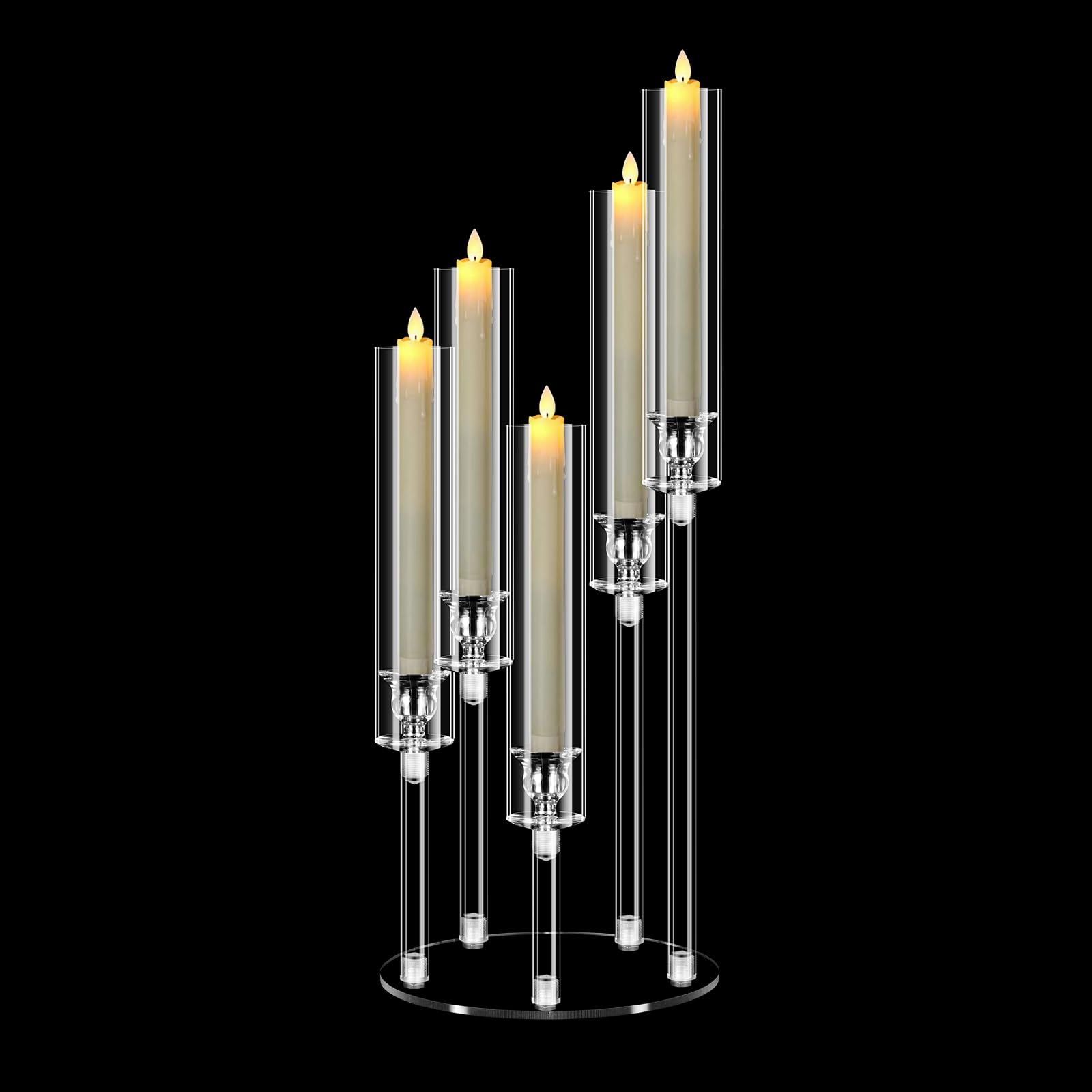 8-Arm Acrylic Candelabra - 38.5" Tall Crystal Centerpiece For LED Candles | Wedding & Holiday Decor