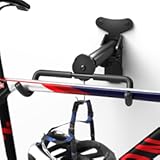 Goovilla Bike Wall Mount Hanger Adjustable - Space Saving Horizontal Bicycle Rack for Mountain&sol;Road&sol;Hybrid Bikes &vert; Secure Home Garage Storage with Easy Installation &vert; 1-Pack Cycling Holder Hook&comma;Black
