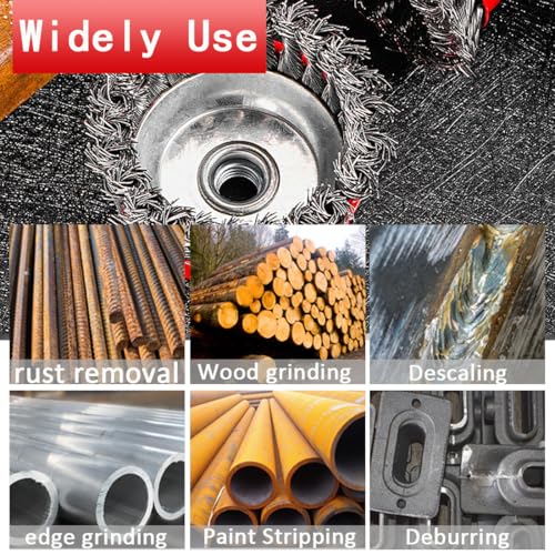 Lehood R-5 Pack Wire Wheel For Angle Grinder, 4 Inch Angle Grinder Wire Wheel With 5/8-11 Thread Arbor, Wire Wheel For 4 1/2 Angle Grinder, Carbon Steel Wire Brush thumb #6