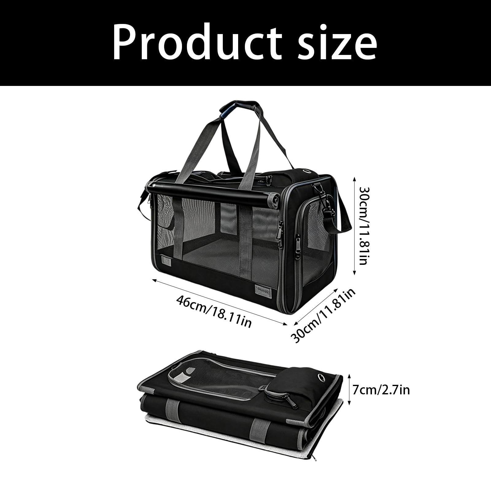 Transportín para Mascotas de poliéster con múltiples Aberturas de ventilación, Ideal para Salidas y Viajes Veterinario, Elegante Bolso para Mascotas