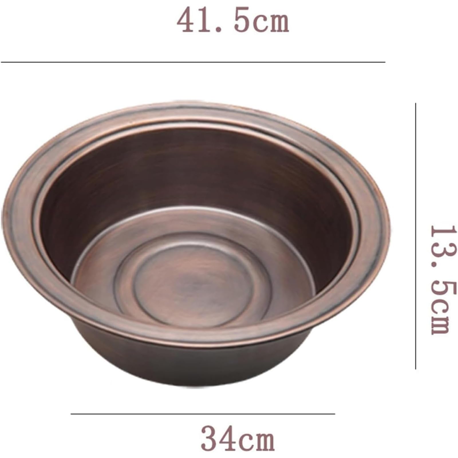 Tina de Cobre Puro de 16 Pulgadas para Baño de Pies, Recipiente Tradicional Martillado para Pedicura; Ideal para Baños Relajantes, Pedicuras, Rutinas de Bienestar y Uso en SPA Doméstico
