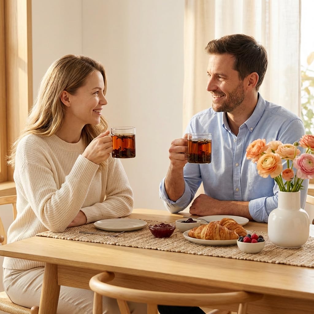 Wilmax | Teegläser mit Henkel & Kaffeegläser | Thermogläser 6er-Set | 400 ml | Gläser für Heiß- und Kaltgetränke | Kaffeebecher | Teetassen | Saftgläser | Glastassen | Spülmaschinenfest