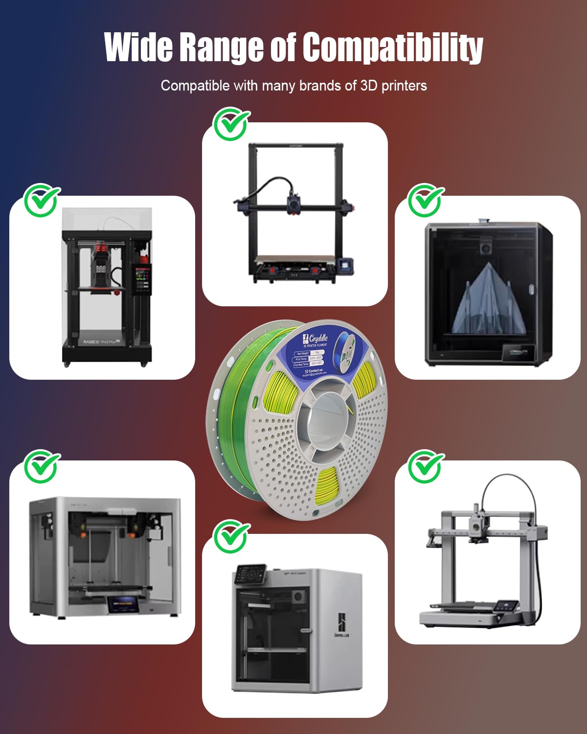 PLA filament do drukarki 3D, dokładność wymiarowa 1,75 mm ±0,02 mm, 1 kg, łatwy do drukowania, niewielkie odkształcenia, ulepszony materiał PLA do większości drukarek FDM (czerwony, żółty i zielony, 1