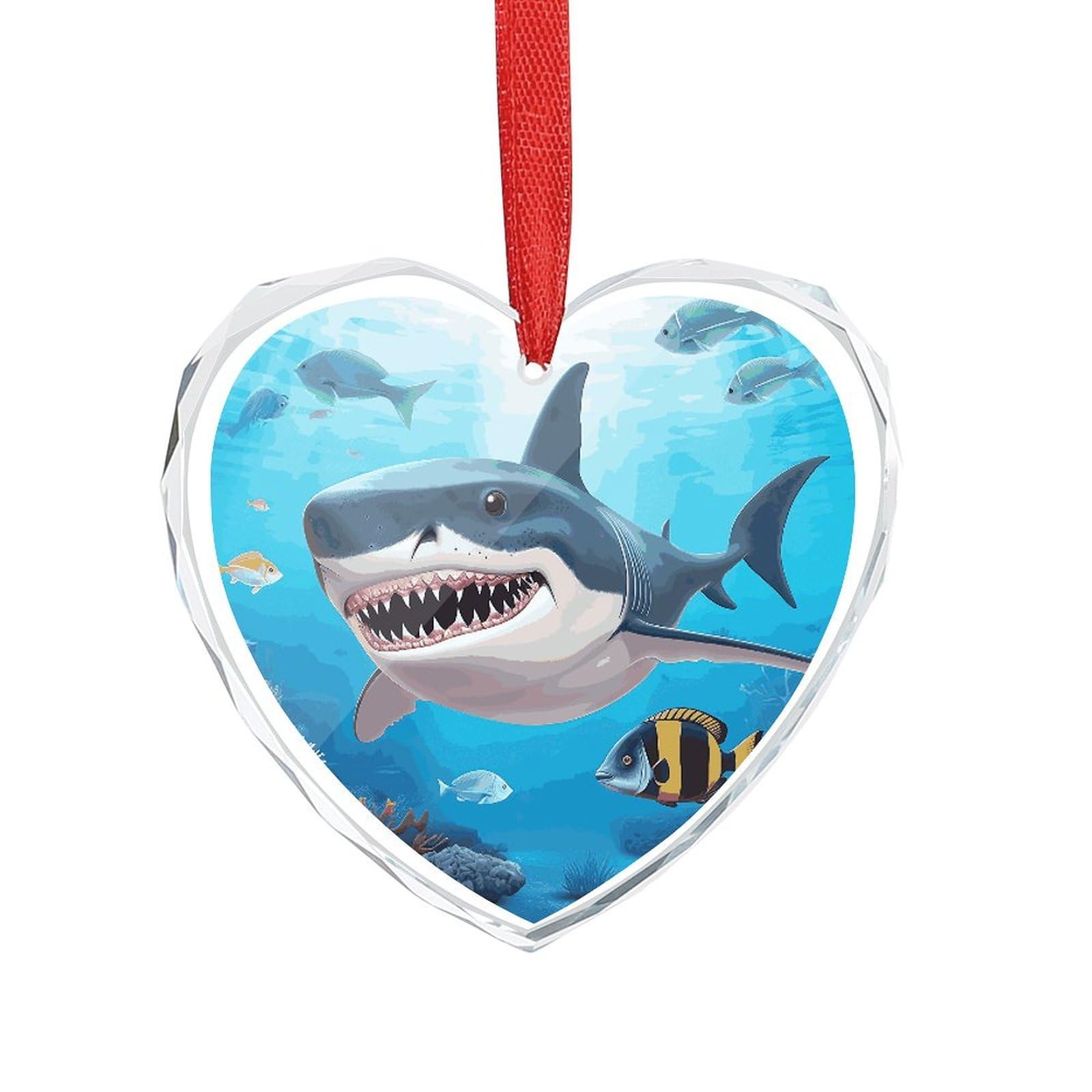 Wsoihfec Style Shark Ocean Theme Engagement Gifts For Couples, Glass Ornaments Just Married Bridal Shower Decor, Heart Keepsake Decor For Bride & Groom