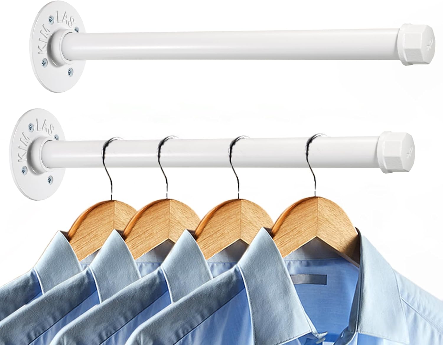 Sumnacon 2 Pcs 14 Inch Industrial Pipe Clothes Bar - Heavy Duty Rustic Metal Coat Hanger with Screws,Wall-Mounted Garment Holder Rack for Bedroom Bathroom Wardrobe Boutique Clothing Store,White