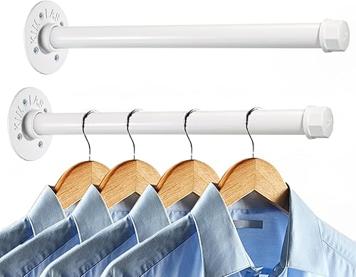 Sumnacon 2 barras de ropa industrial de 14 pulgadas  Percha de metal rústico resistente con tornillos, soporte para ropa montado en la pared para