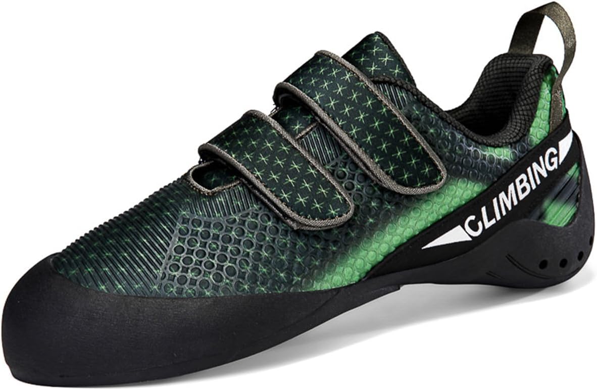 Climbing Shoes for Men Professional Slip-Resistant Lightweight Bouldering Training Shoes with Hook-and-Loop Breathable Upper
