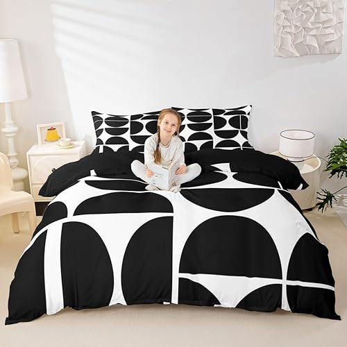 Miniatura 16 de Erosebridal Juego de funda de edredón de mediados de siglo, color naranja, retro, tamaño individual, colorido, arte moderno, geométrico, para niños,