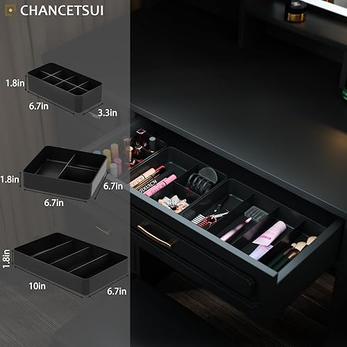 Miniatura 5 de Organizador de cajones, divisor apilable, paquete de 3 organizadores de maquillaje, encimera de baño, caja de almacenamiento compacta de 15 celdas,