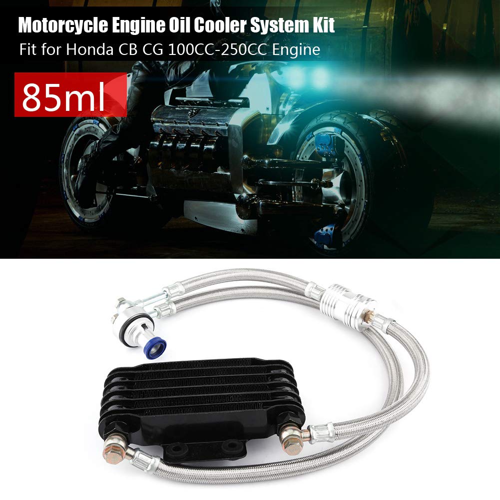 Ölkühler,Yctze Motorrad Motorölkühler Ölkühlung Kühler System Kit Ersatz für CB CG 100CC-250CC(85ML-schwarz) für ölkühler universal,ölkühler set,ölkühler Ölkühler Motorölkühler Ölkühler Kühlung Motorr