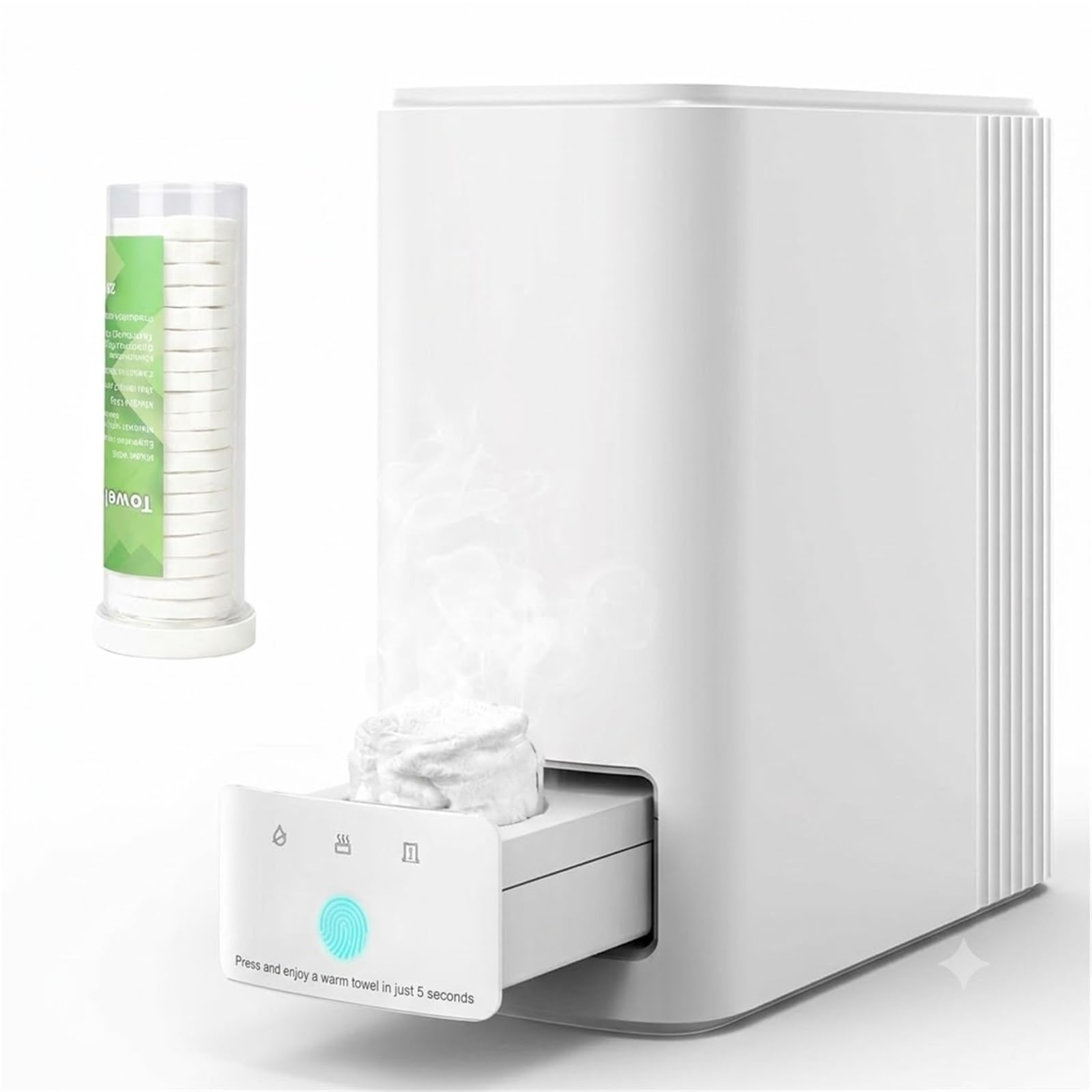 Handtuchwärmer Spender, Elektrischer Gesichtstücher Wärmer für Wellness | Automatische Befeuchtung, konstante 55°C, ideal für Kosmetik, Spa & Pflege, inkl. 20 Kompressentücher