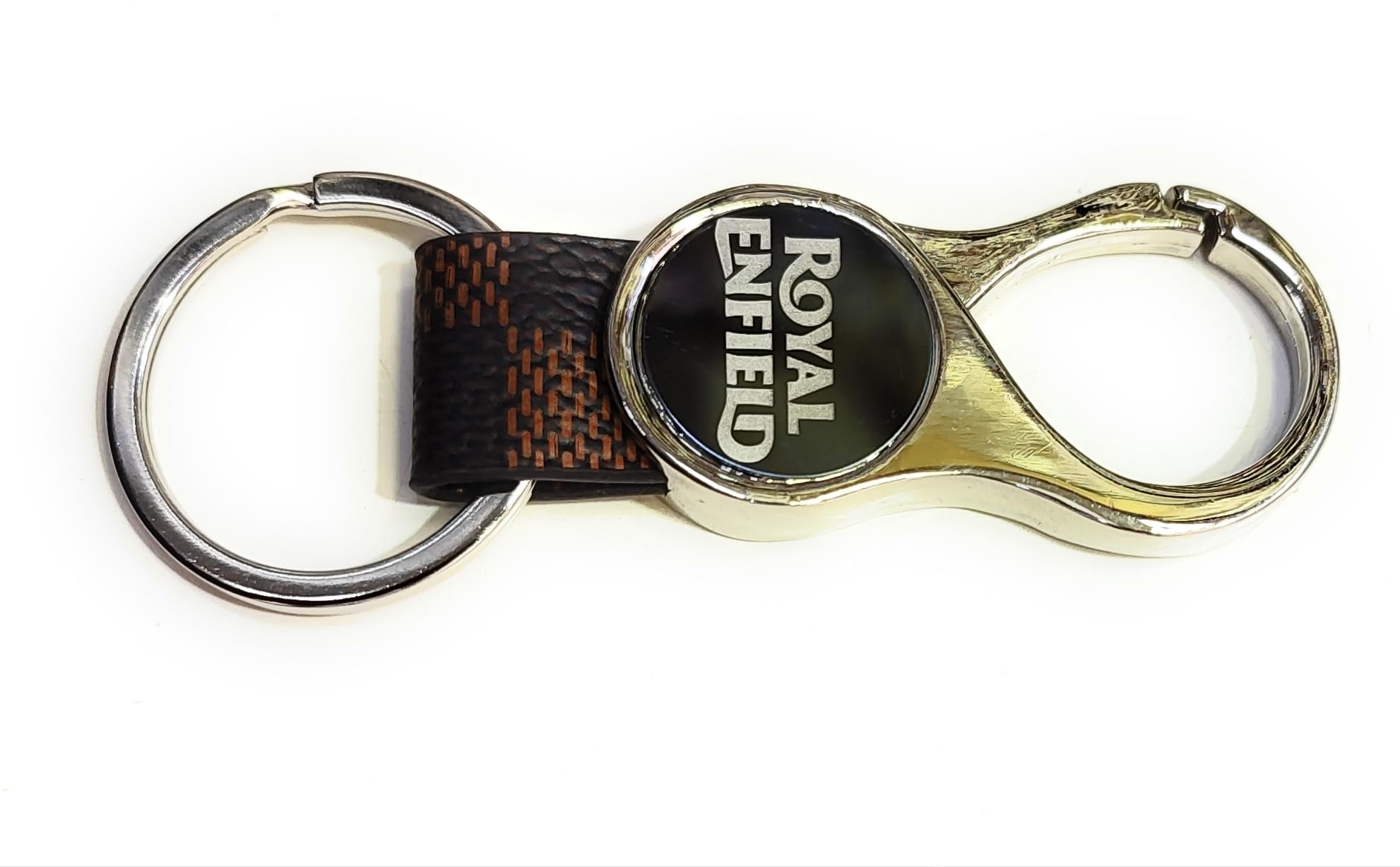 Round Shape Leather Metal Keychain for royal enfield Bike. Key Chain ()-picture-18