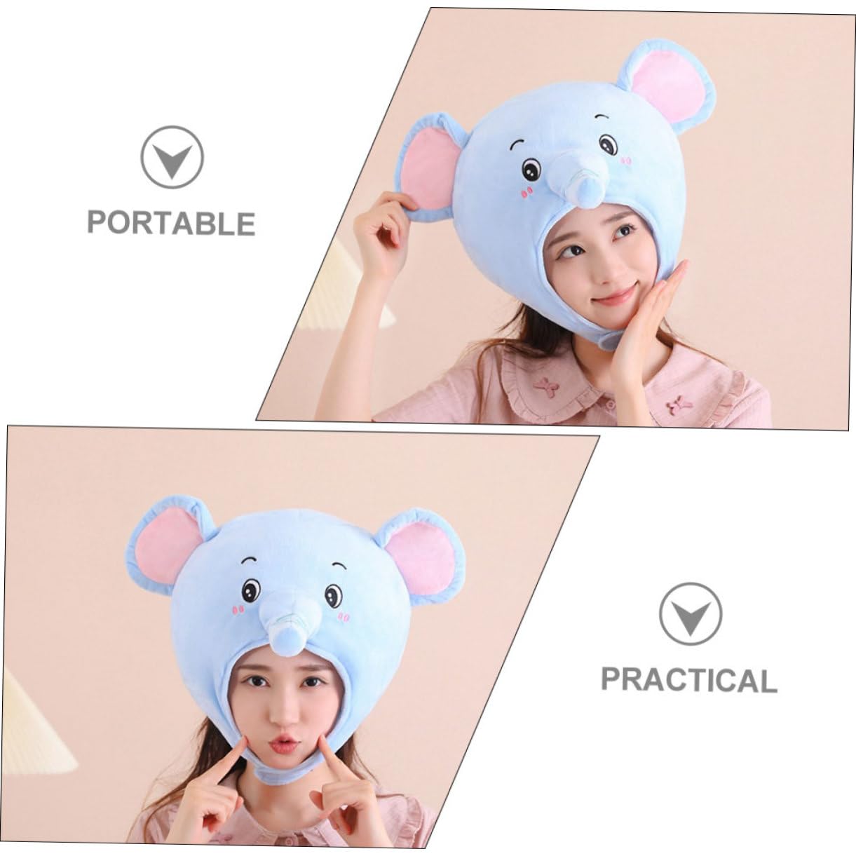 CHILDWEET Sombrero de Elefante de Peluche para Fiesta y Fotos 1 Pieza | Felpa Relleno de Algodón Pp, Diseño Clásico y Decorativo, Ligero y Portátil para Hombres y Mujeres