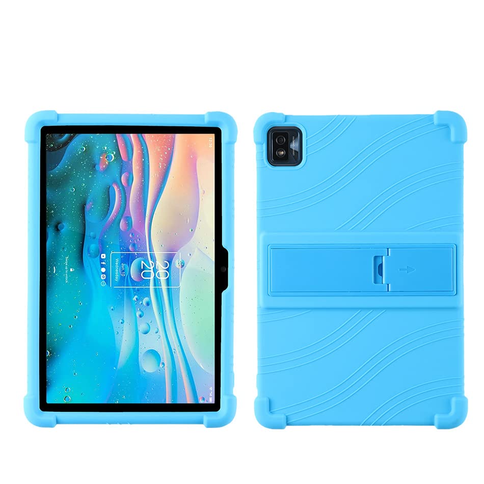 FKQLH Case for Blackview Tab 12, Adjustable Soft Silicone Kids Friendly Protective Cover for Blackview Tab 12 10 Inch, Blue