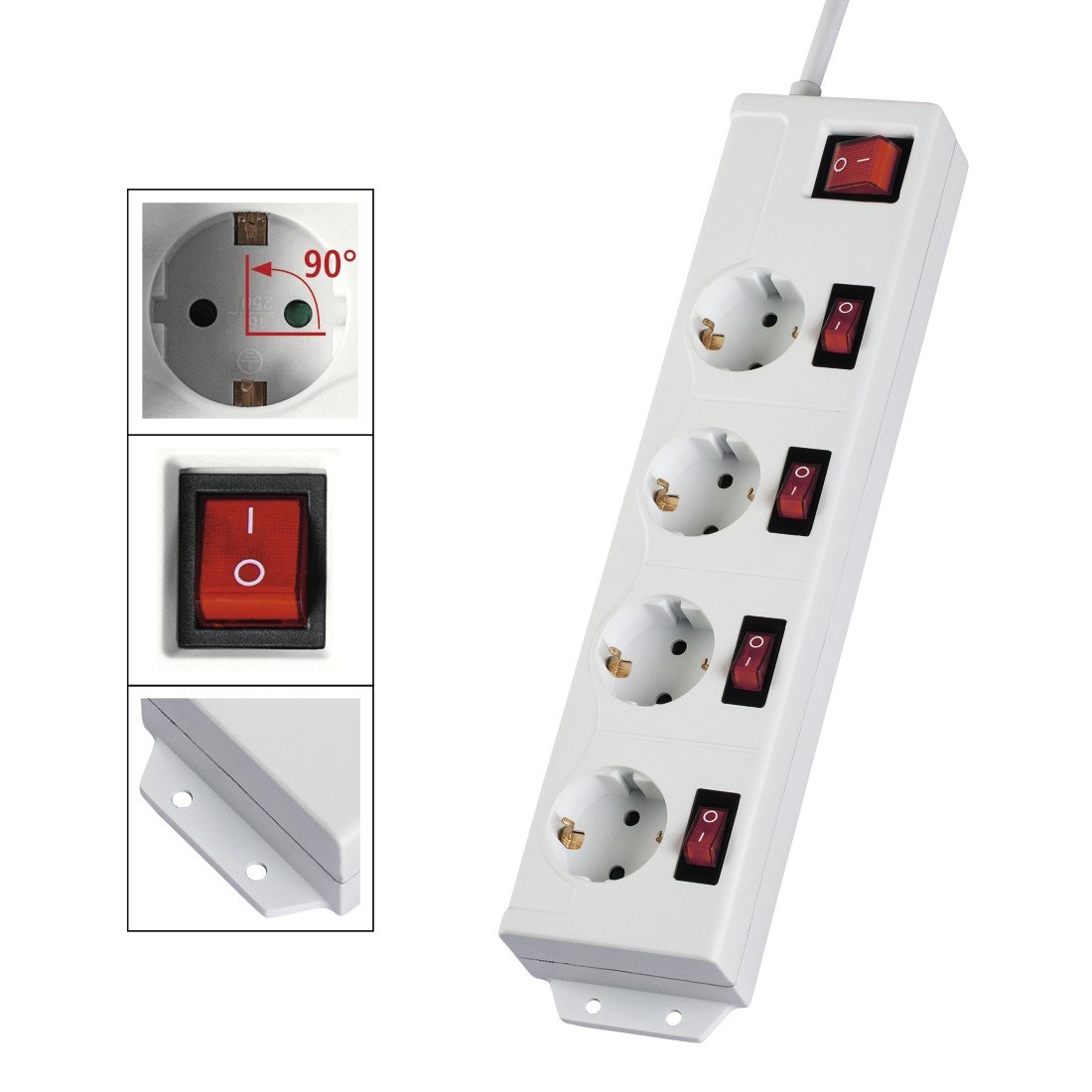 HAMA | Regleta De 6 Tomas Con Interruptor (Cable De 1,4 Metros