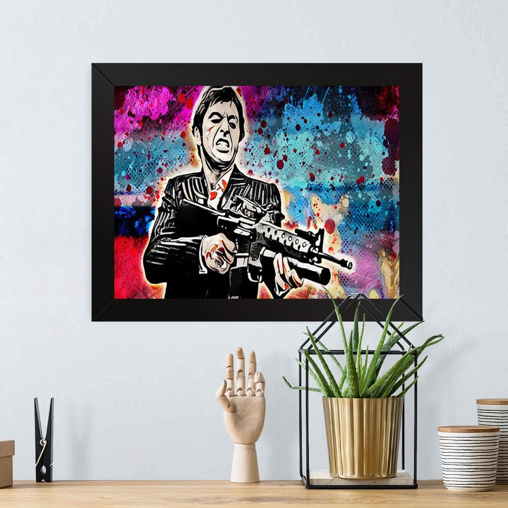 GADGETS WRAP Printed Photo Frame Matte Painting for Home Office Studio Living Room Decoration (17x11inch Black Framed) - Abstract Scarface