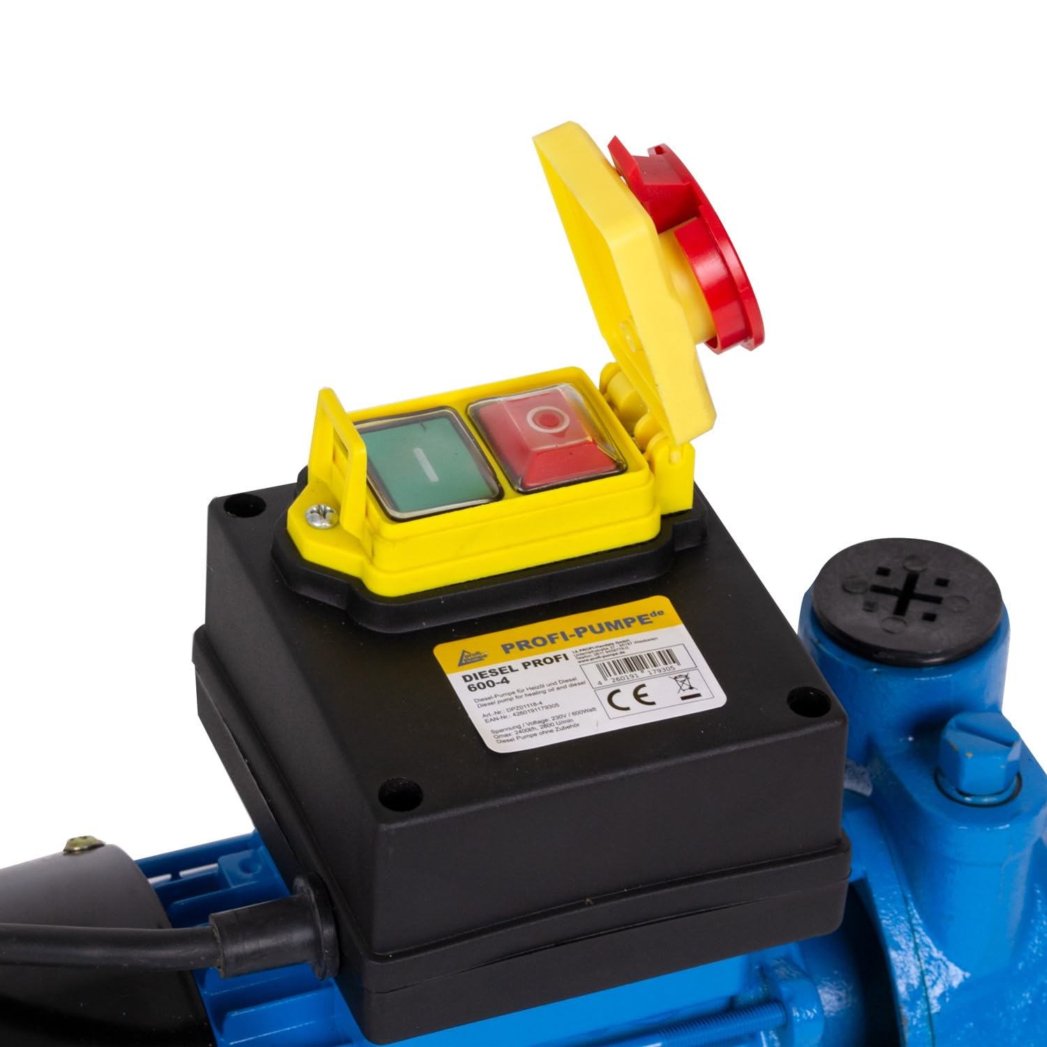 Profi-Pumpe® Diesel Profi 600-4 Paquete 3 | Estación 230V de 600W | Caudal 2.400 l/h y Elevación 41m | Con Pistola Automática, Manguera 6m y Filtro Intercambiable