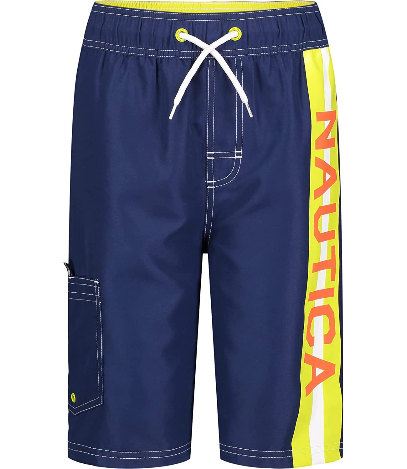 Nautica Boys' Swim Trunk with UPF 50+ Sun Protection, J Navy Stripe, 6