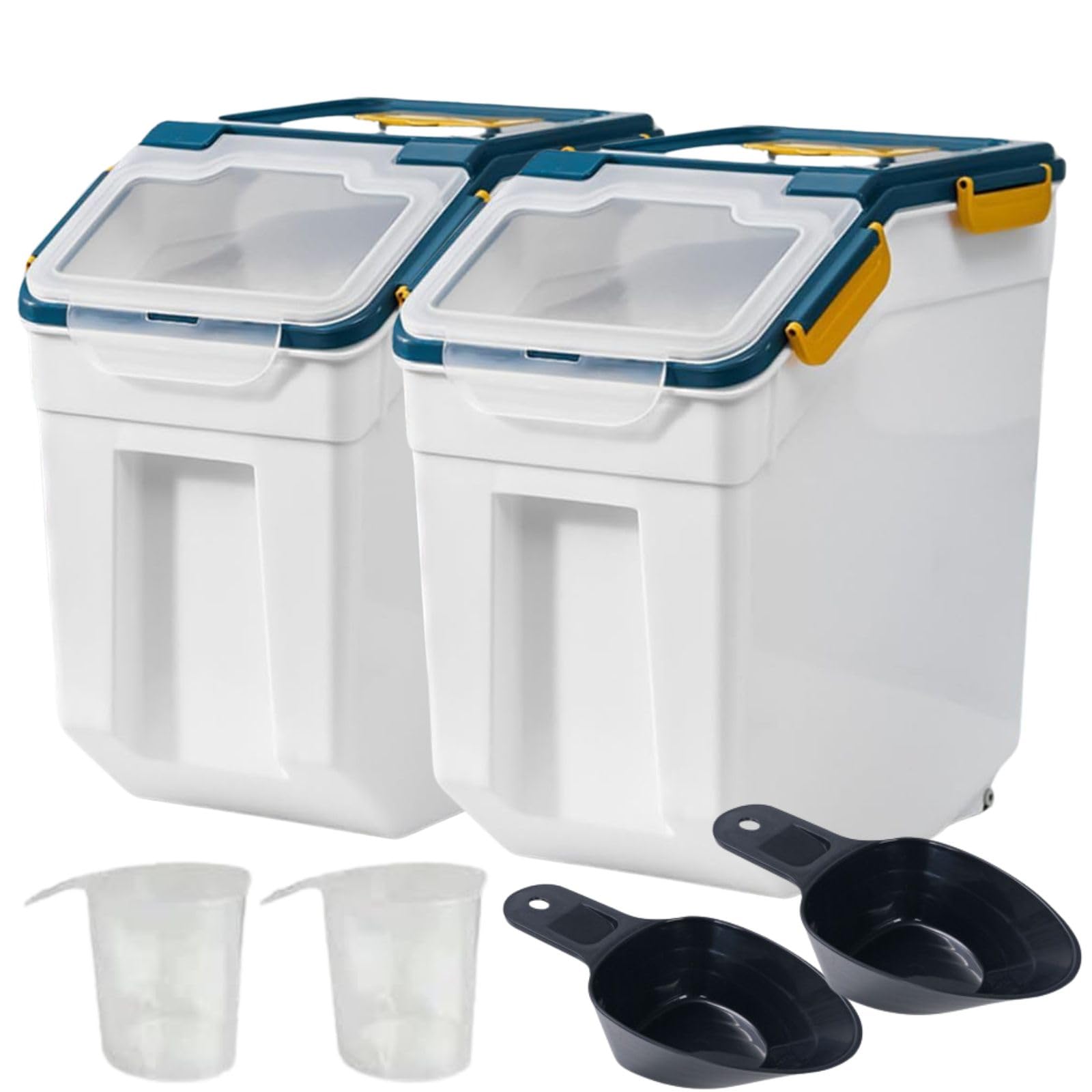 Saim Rice Storage Container 50 lbs, 2 Pack Airtight Flour Storage Containers Bin with Measuring Cup & Scoop, BPA Free Plastic Rice Dispenser for Flour