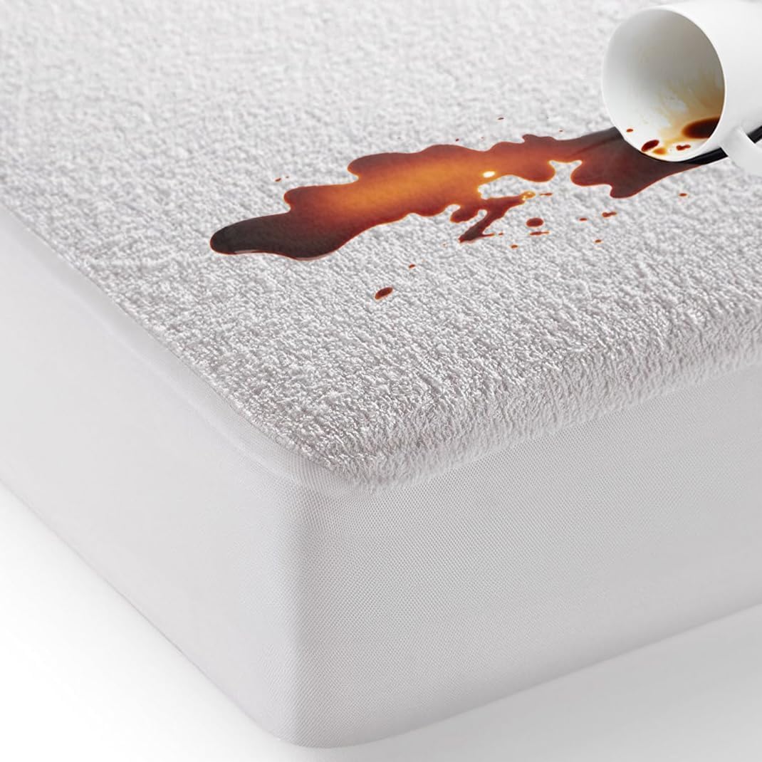 Bed'Ore100% Waterproof Mattress Protector Terry Top - Deep 30cm Fitted Skirt - Waterproof Single Mattress Protector - Super Absorbent - Machine Washable - Single (90x190) cm
