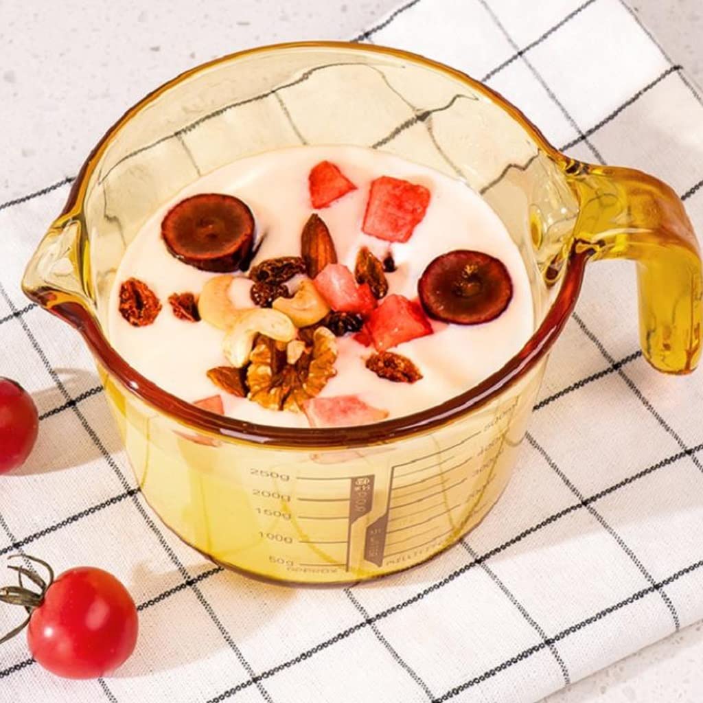 Tasses à mesurer en Verre résistant aux Hautes températures avec Tasses graduées Tasses à mesurer de qualité Alimentaire Tasses de Cuisson et de Battement d'œufs (500 ML)