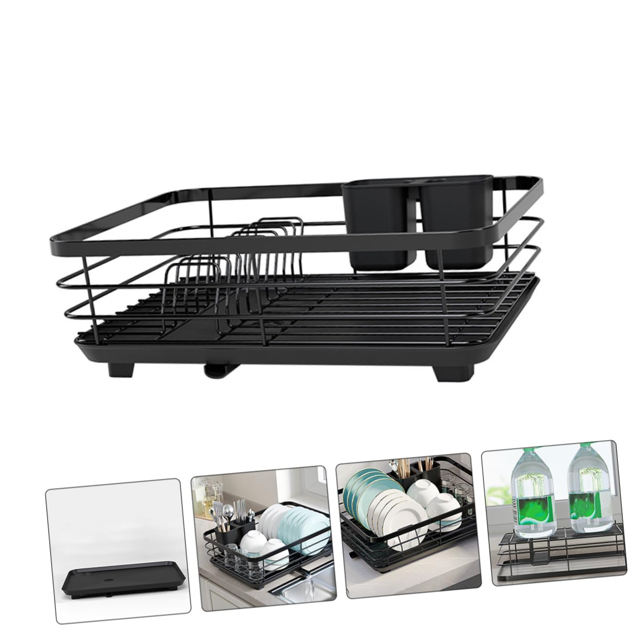 Amosfun Escurridor Negro Platos de Acero Carbono al Cocina