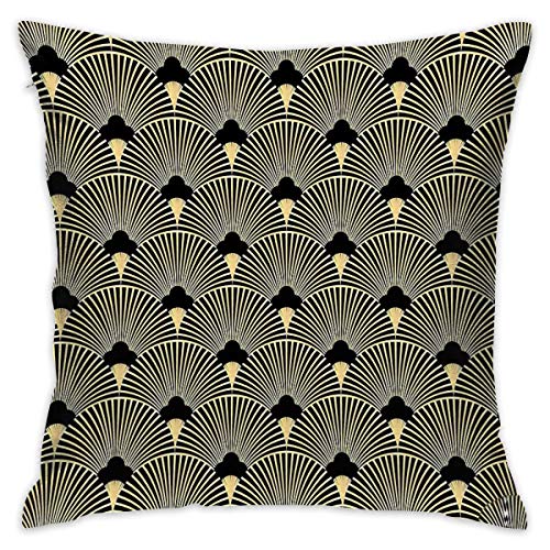 Sotyi-ltd Art Deco, patrón de Abanico, Vintage, 1920 Era Home Decorativo Throw Funda de Almohada Funda de cojín para Regalo hogar sofá Cama Coche 18 x 18 Pulgadas