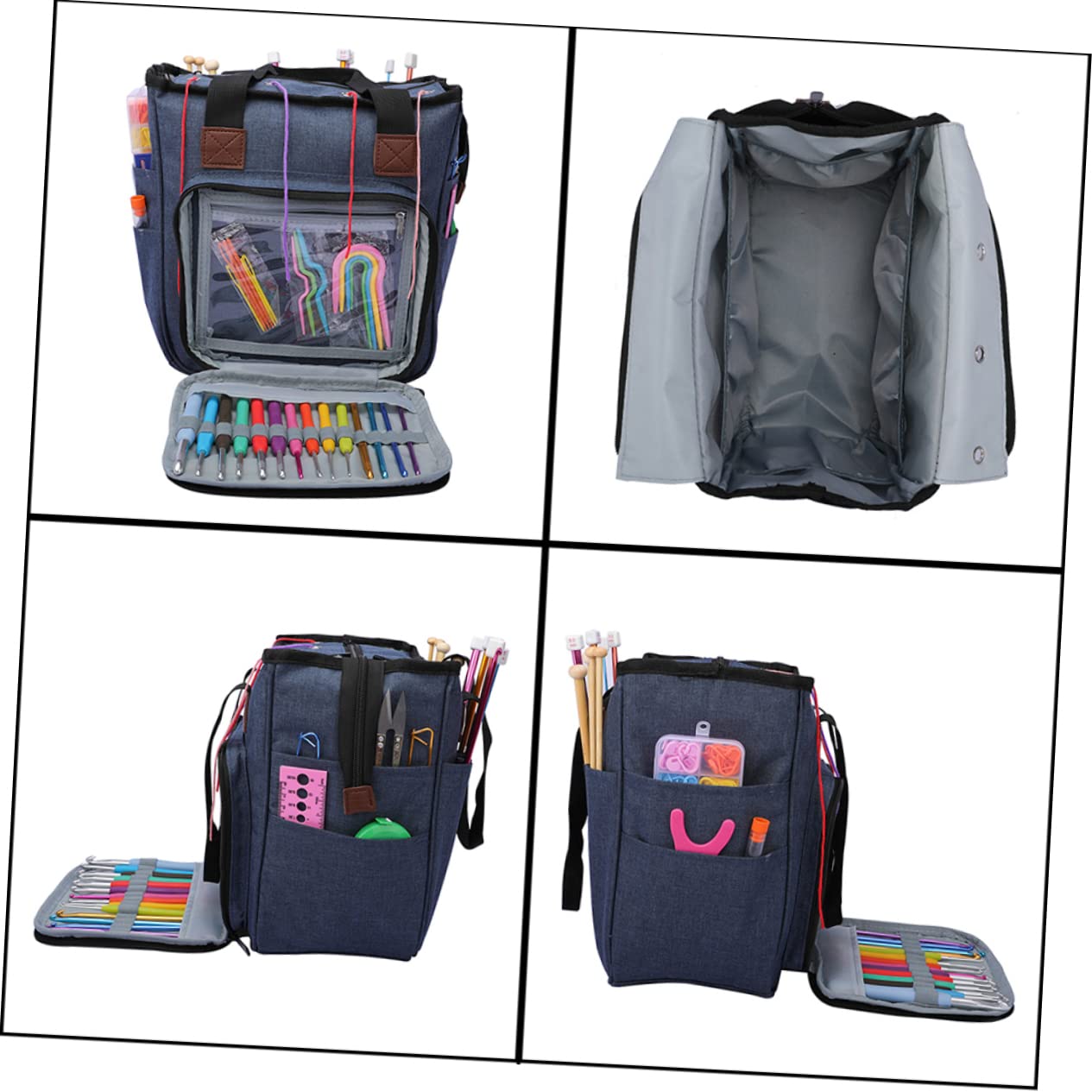 STOBOK Aufbewahrungstasche Stricktasche für Mehreren Große Wollgarn Tragbare Fächern aus Stoff für Handliche Organisation und Beim Stricken Heimwerken