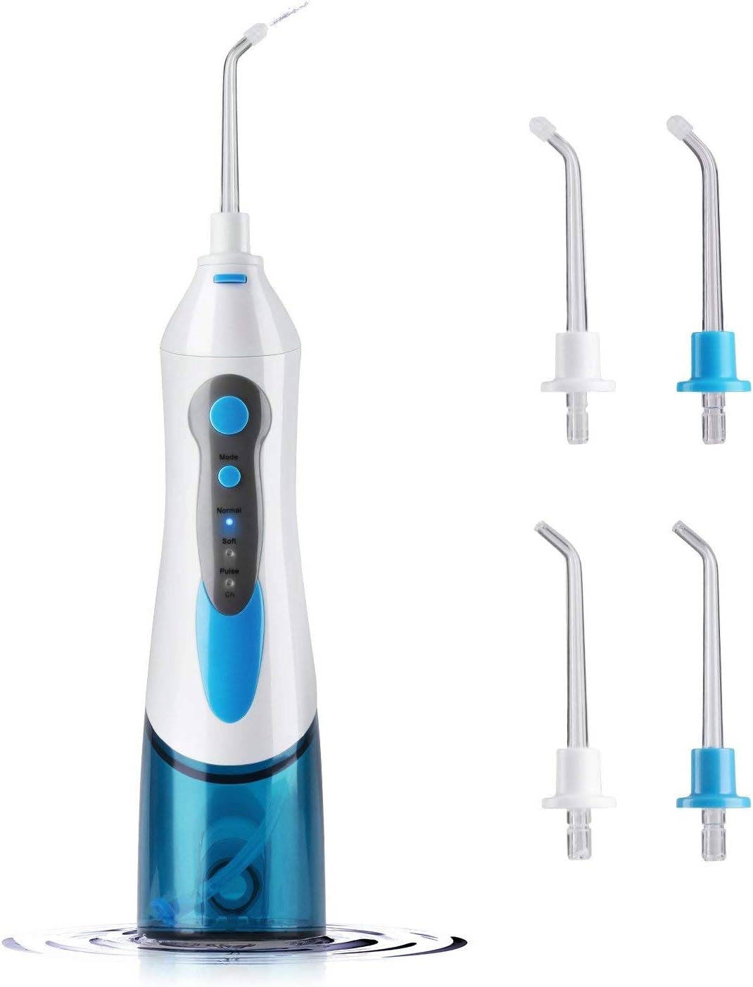 Electric Dental Water Flosser - Cordless Portable Oral Irrigator Rechargable with 3 Operation Modes and 4 Rotatable Jet Tips for Braces and Teeth Whitening