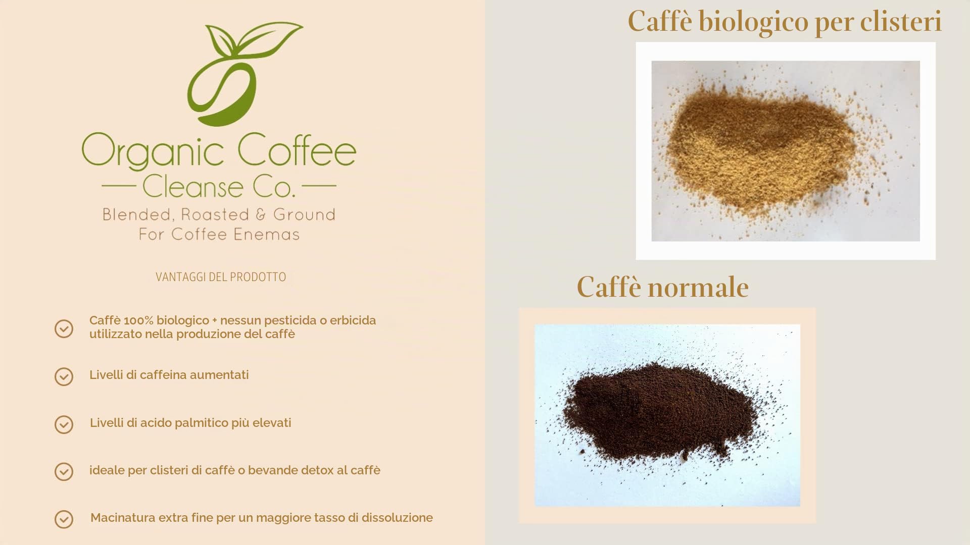 Enema Coffee 1kg, Clistere di caffè, miscelato, 100% robusta e 100% biologico, Caffè Macinato
