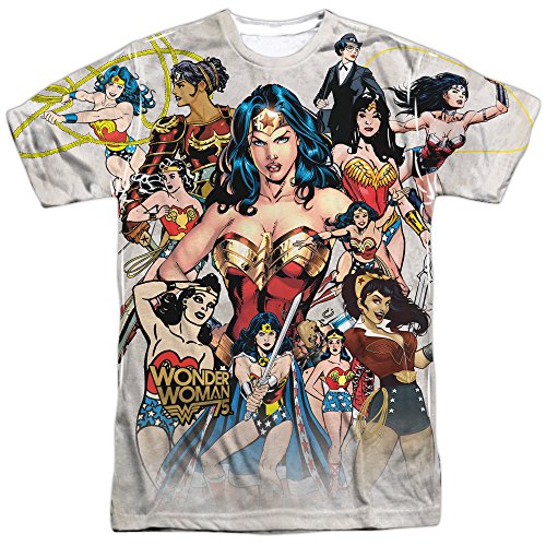 Wonder Woman - 75th Collage All Over Print T-Shirt, White, Medium