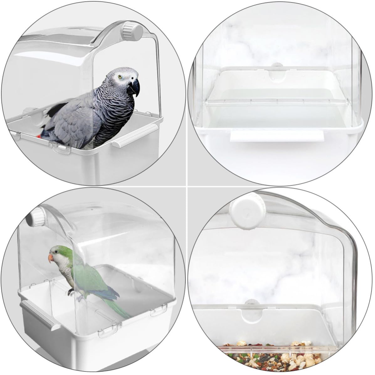 Abaodam Bassin pour Bain d'oiseaux Blanc en Plastique Injecteur d'eau Réutilisable pour Perruches et Canaris, Fournitures Bain des Oiseaux de Compagnie