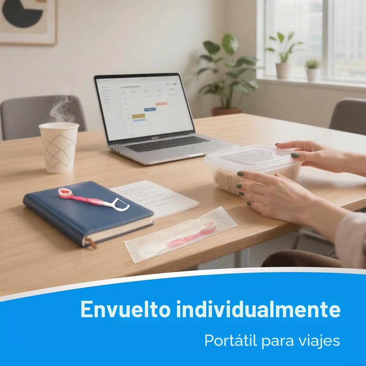 YUNCHI 72PCS Mini Cepillo Dientes Viaje Portátil, 5 en 1 Cepillos de Dientes Desechables con Pasta, Hilo Dental, Palillo de Dientes, Raspador de Lengua, Envueltos Individualmente Cepillo de Dientes