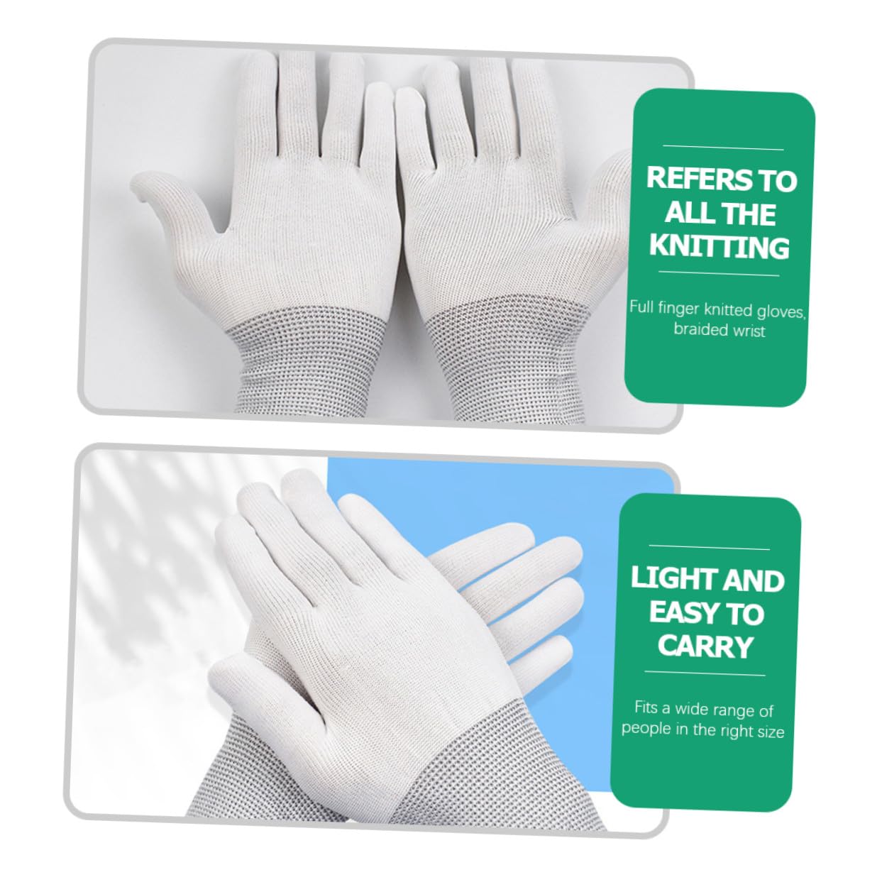 Guantes Antiestáticos de Nailon Revestimiento, 12 Pares | Trabajo de Precisión Industrial, Puño Tejido Ergonómico, Dedos Completos, para Reparación y Placas