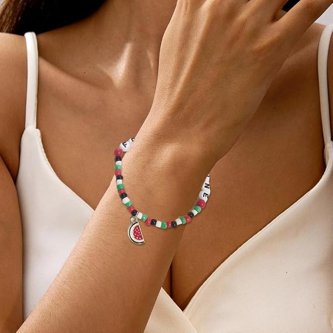 Palestine Bracelet, Handmade Adjustable Free Palestinian Flag Bracelet, Symbolizing Solidarity & Cultural Heritage, 18.5cm, Meaningful Gift for Social Justice Enthusiasts