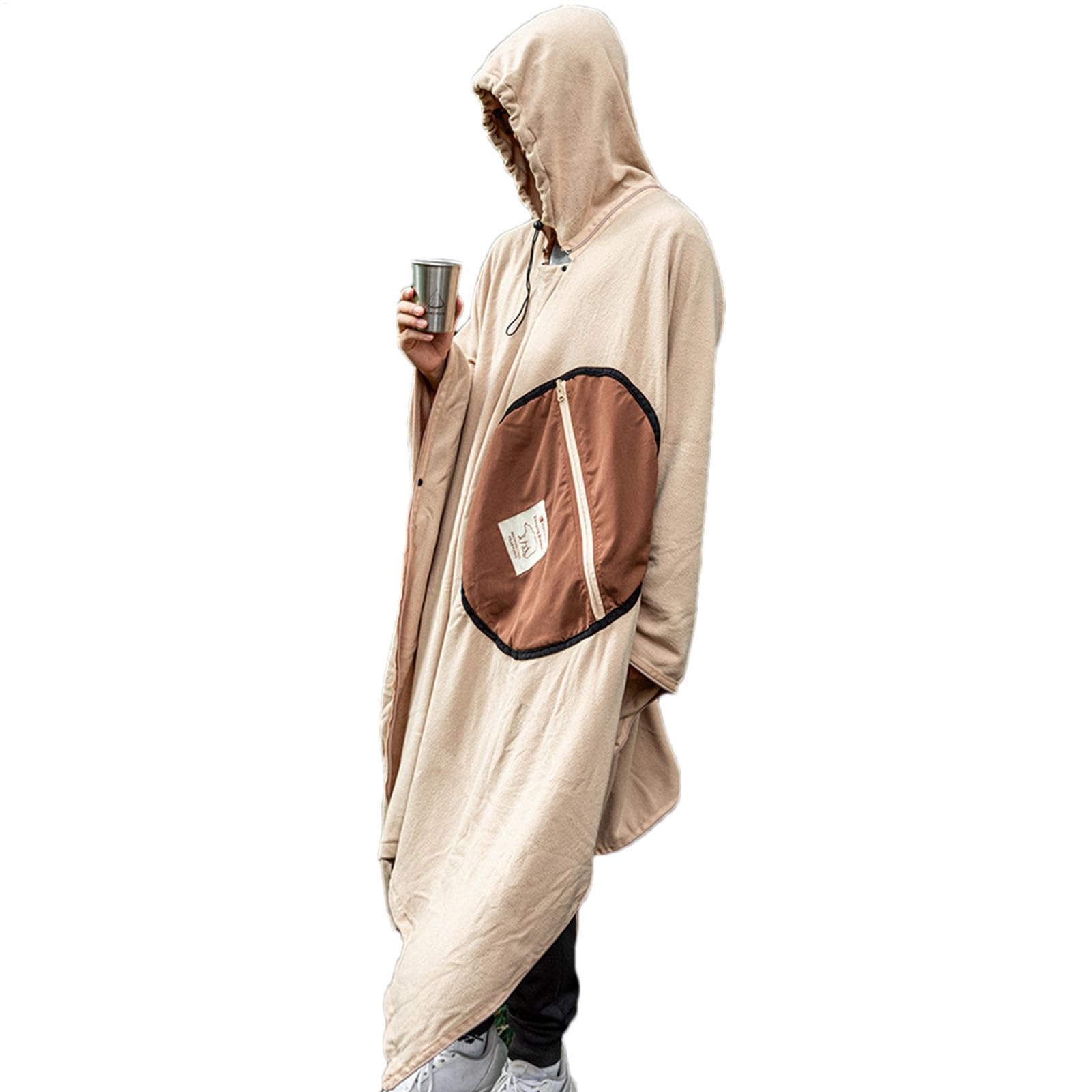 Cape Sleeping Bag - Sac de couchage portable en polaire - Cape avec capuche - Couverture de stade de camping polyvalente en plein air - Poncho à capuche coupe-vent pour camping en plein air